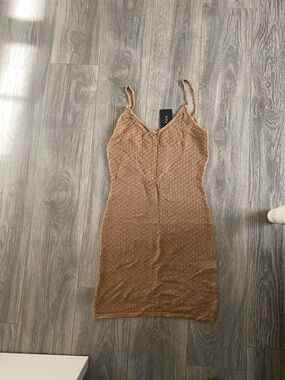 White Fox Boutique Tan Brown Knit Slip Dress cover up for bikini